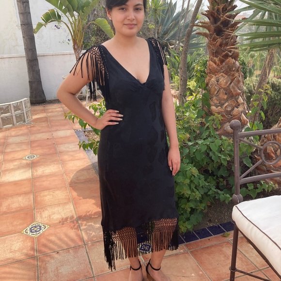 Vintage 100% Silk  LOLITA LEMPICKA Couture Fringed Maxi Purchased in France - Picture 4 of 11